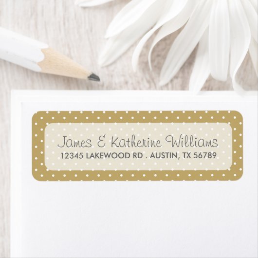 Goud Schattige Polka Dots Modern Bruiloft Etiket (Insitu)