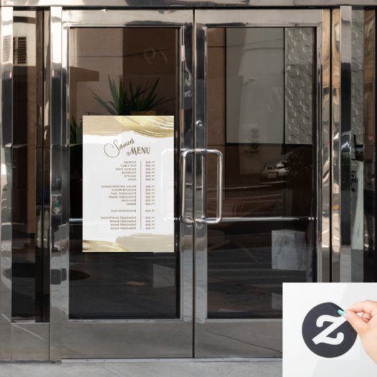 Goud Schilderborstel Streken Diensten Menu Raamsticker (Kantoordeur)