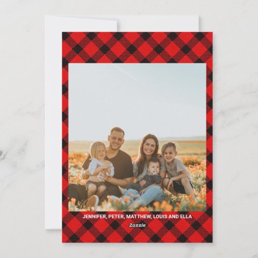 Goud Schilderen Buffalo Geruite Hert Kerstmis Feestdagenkaart (Achterkant)