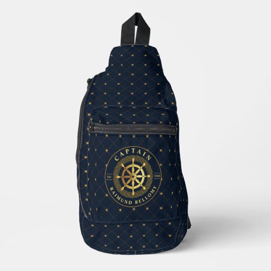 Goud Schip Wiel Sling Bag (Voorkant)