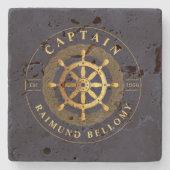 Goud Schip Wiel Stenen Onderzetter (Voorkant)