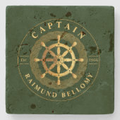 Goud Schip Wiel Stenen Onderzetter (Voorkant)