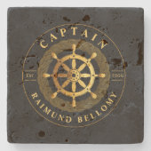 Goud Schip Wiel Stenen Onderzetter (Voorkant)