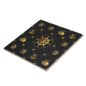 Goud Schip Wiel Tegeltje (Zijkant)