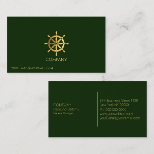 Goud Schip Wiel Visitekaartje (Voorkant / Achterkant)