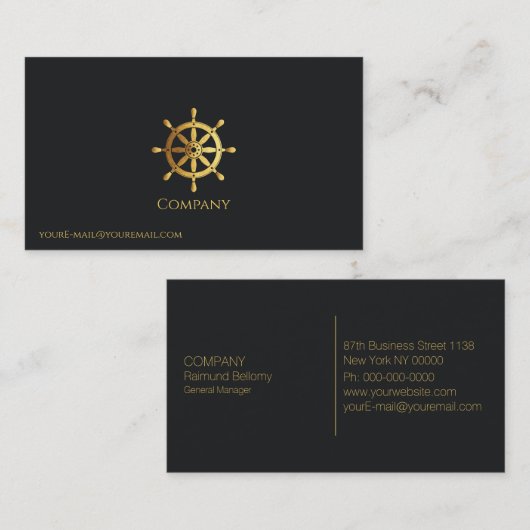 Goud Schip Wiel Visitekaartje (Voorkant / Achterkant)