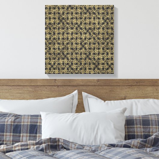 Goud Scratch grijs/donker Moderne Glam Mode Canvas Afdruk (Insitu (Slaapkamer))
