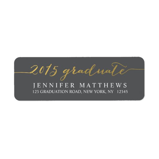 Goud Script 2015 | Afstuderen Adreslabel Etiket (Voorkant)