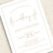 Goud Script 3 Foto's Lijn Rand QR Code Bruiloft Kaart