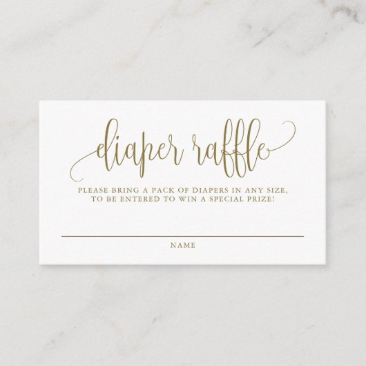 Goud  Script Baby shower Luier Raffle Informatiekaartje (Voorkant)