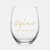 Goud Script Beste Moeder ooit Script Monogram Wijnglas Zonder Voet (Voorkant)
