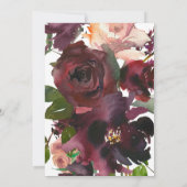 Goud Script Bourgondië geschilderd bloemen Vrijgez Kaart (Achterkant)