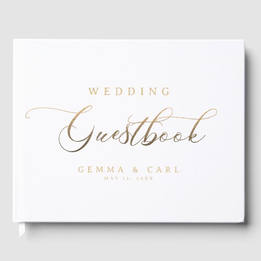 Goud Script Bruiloft Gastenboek (Voorkant)