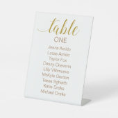 Goud Script Bruiloft Zittingkaart Tafelnummer Reclamebord Met Voetstuk (Voorkant)