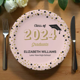Goud Script Confetti Graduation Party Roze Pap Papieren Bordje