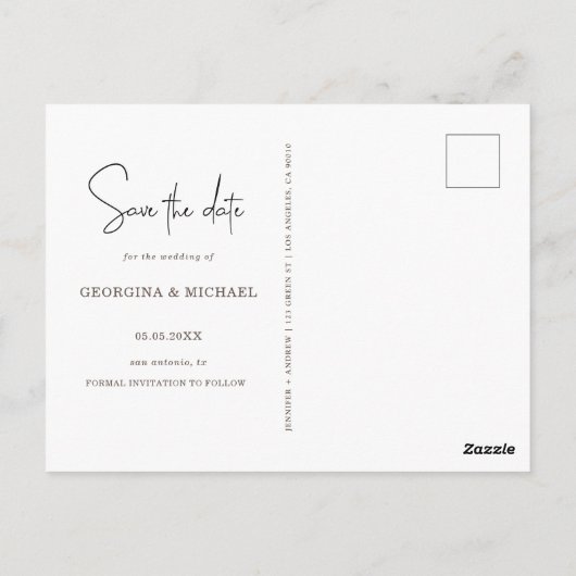 Goud Script Een foto Bewaar het datum Verloving Briefkaart (Achterkant)