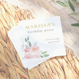 Goud Script geschilderd Floral Verjaardagsfeest Servet