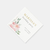 Goud Script geschilderd Floral Verjaardagsfeest Servet (Hoek)