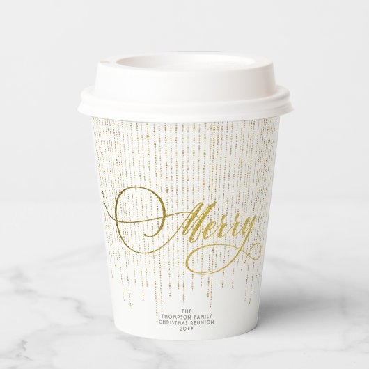 Goud Script Glitter Rood Wit Familie Kerstmis Papieren Bekers (Achterkant)