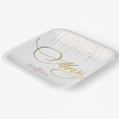 Goud Script Glitter Rood Wit Familie Kerstmis Papieren Bordje (Gebogen)