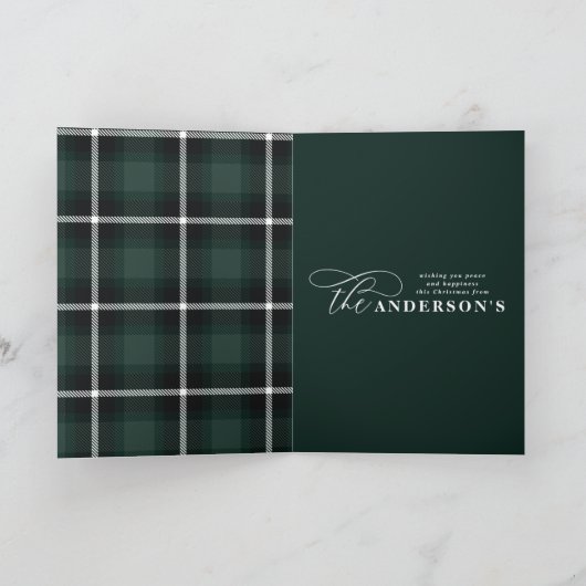 Goud script groene vlekvormer 1 foto Kerstmis Feestdagen Kaart (Binnen)