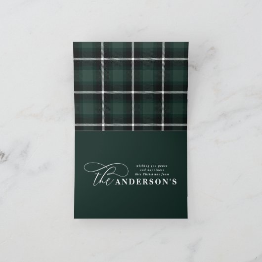 Goud script groene vlekvormer 1 foto Kerstmis Feestdagen Kaart (Binnen)