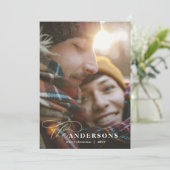 Goud script groene vlekvormer 1 foto Kerstmis Feestdagenkaart (Staand voorkant)