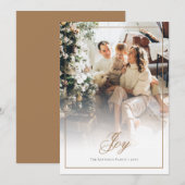 Goud Script Joy Foto Kerstmis Feestdagenkaart (Voorkant / Achterkant)