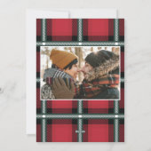 Goud script kwistig kerstrood tartan 2 fotograaf feestdagenkaart (Achterkant)