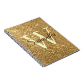 Goud Script Monogram Frost Glitter Notitieboek (Rechterzijde)
