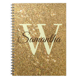 Goud Script Monogram Frost Glitter Notitieboek