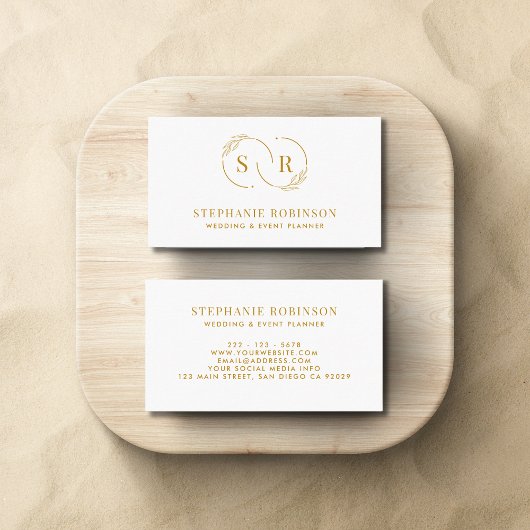 Goud Script Monogram Modern Professioneel Visitekaartje