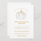 Goud Script Pompoen Friendsgiving Thanksgiving Kaart (Voorkant / Achterkant)