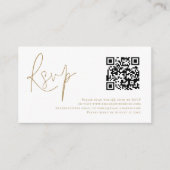 Goud Script QR-code voor bruiloft RSVP Informatiekaartje (Voorkant)