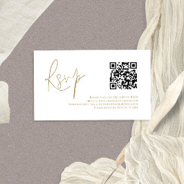 Goud Script QR-code voor bruiloft RSVP Informatiekaartje