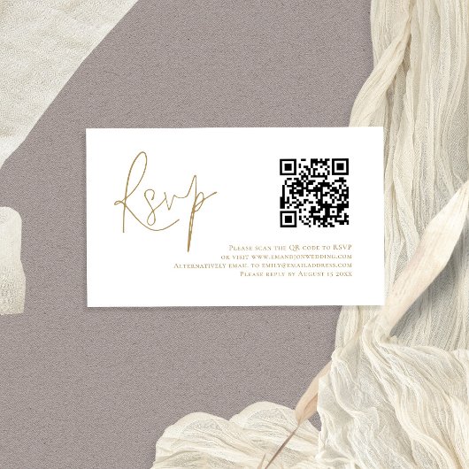 Goud Script QR-code voor bruiloft RSVP Informatiekaartje