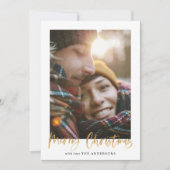 Goud script: rode kersttaartenfoto feestdagenkaart (Voorkant)