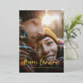 Goud script: rode kersttaartenfoto folie feestdagenkaart (Staand Voorkant)