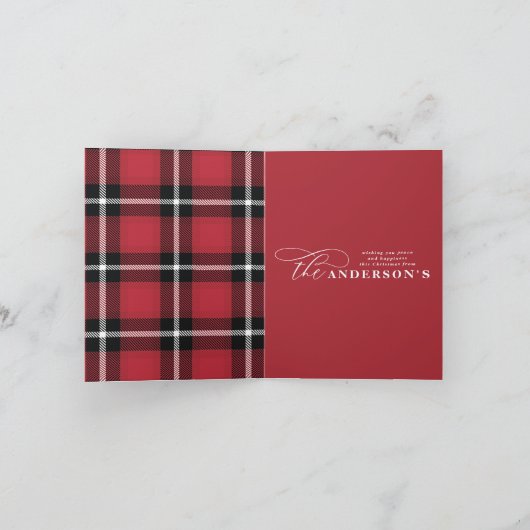 Goud script rode vlekvormer 1 foto Kerstmis Feestdagen Kaart (Binnen)