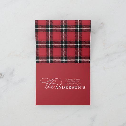 Goud script rode vlekvormer 1 foto Kerstmis Feestdagen Kaart (Binnen)