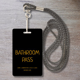 Goud Script Terug naar School Badkamer Hall Pass Badge