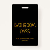 Goud Script Terug naar School Badkamer Hall Pass Badge (Voorkant)
