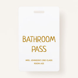 Goud Script Terug naar School Badkamer Hall Pass Badge