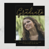 Goud Script Typografie Graducement Mededelingen Aankondiging (Voorkant / Achterkant)