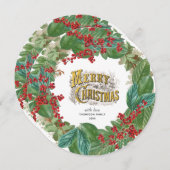 Goud Script Vakantie Vrolijk Kerstmis Cirkel Kaart (Voorkant / Achterkant)