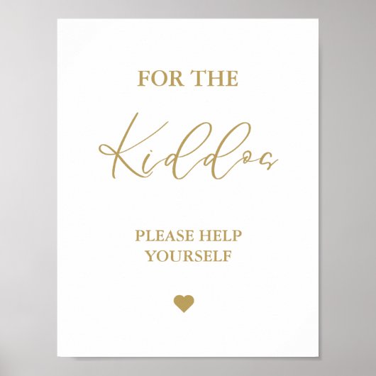Goud Script Voor de kiddos Wedding Favors Sign Poster (Voorkant)