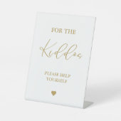 Goud Script Voor de kiddos Wedding Favors Sign Reclamebord Met Voetstuk (Voorkant)