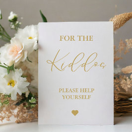 Goud Script Voor de kiddos Wedding Favors Sign Reclamebord Met Voetstuk