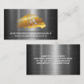 Goud Semi Truck Logo | Logistiek | Metaal Visitekaartje (Voorkant / Achterkant)