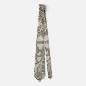 Goud, sepia steampunk-splay, klokversnellingspatro stropdas (Voorkant)